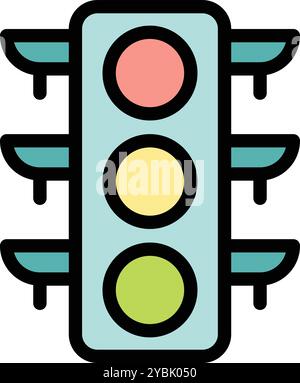 Icône colorée simple d'un feu de circulation affichant le vert, pour une utilisation dans la sécurité routière ou la conception liée à la conduite Illustration de Vecteur