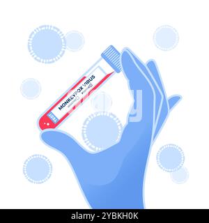 Une illustration montre un tube à essai qui démontre une indication positive pour le virus de la variole du singe lui-même Illustration de Vecteur