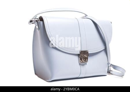 Sac en cuir bleu clair pour femme. Banque D'Images