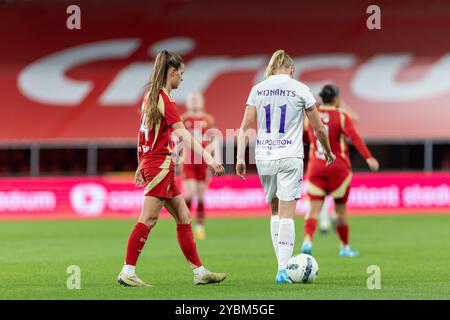 Liège, Belgique. 16 octobre 2024. `photo prise lors d'un match de football féminin entre la Standard Femina de Liege et le RSC Anderlecht Women lors de la 3ème journée de la saison 2024 - 2025 dans la Super League belge du Lotto Womens, le mercredi 16 octobre 2024 à Liège, BELGIQUE . Crédit : Sportpix/Alamy Live News Banque D'Images