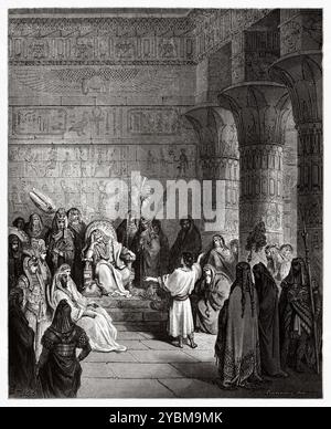 Joseph interprète les rêves de Pharaon. Ancien Testament. Illustration biblique antique de Gustave Dore (1832-1883) Banque D'Images