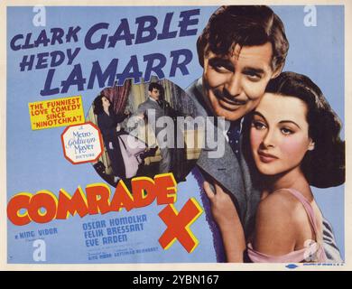 Camarade X (MGM, 1940). Title Lobby Card - film dans le même style que la comédie 'Ninotchka' de Greta Garbo (1939) - Clark Gable et Hedy Lamarr Banque D'Images