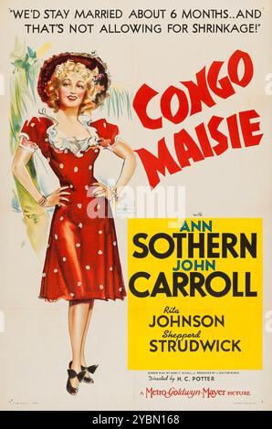 Congo Maisie (MGM, 1940) affiche de film vintage avec Ann Sothern, John Carroll, Rita Johnson, Shepperd Strudwick Banque D'Images