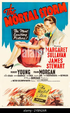 Affiche de film vintage pour le film de 1940 The Mortal Storm feat James Stewart, Margaret Sullavan, Robert Young, Frank Morgan Banque D'Images