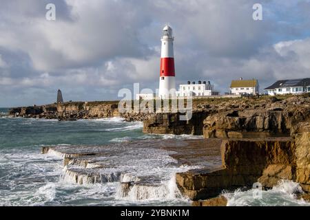Portland, Dorset, Royaume-Uni - 18 octobre 2024 : le phare de Portland Bill Banque D'Images