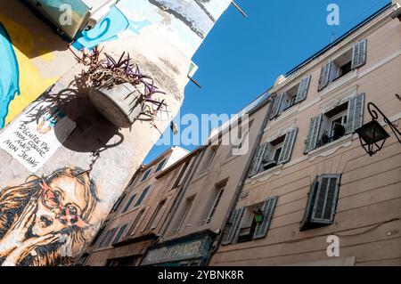 Aperçu du quartier le panier à Marseille avec rue branchée France, Europe Banque D'Images