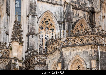 Pittoresque monastère médiéval Santa Maria da Vitoria à Batalha, un chef-d'œuvre gothique manuélin, Portugal Banque D'Images