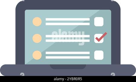 Ordinateur portable affichant la liste de contrôle pour enquête en ligne, examen, vote, quiz ou sondage Illustration de Vecteur
