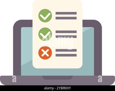 Ordinateur portable affichant une liste de contrôle, symbolisant une enquête en ligne, un examen ou une gestion des tâches Illustration de Vecteur