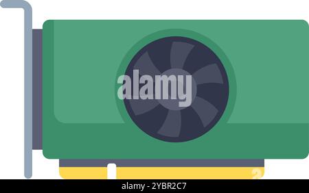 Une carte graphique verte avec ventilateur de refroidissement est essentielle pour les applications de calcul intensif, de jeu et multimédia Illustration de Vecteur