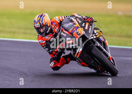 Melbourne, Australie. 19 octobre 2024. Maverick Viñales sur l'Aprilia Racing Aprilia lors de l'entraînement au MotoGP d'Australie 2024 sur le circuit du Grand Prix de Phillip Island. Crédit : Santanu Banik/Alamy Live News Banque D'Images