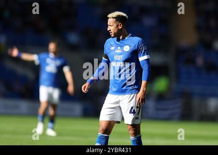 Cardiff, Royaume-Uni. 19 octobre 2024. Callum Robinson de Cardiff regarde. EFL Skybet championnat match, Cardiff City contre Plymouth Argyle au Cardiff City Stadium de Cardiff, pays de Galles le samedi 19 octobre 2024. Cette image ne peut être utilisée qu'à des fins éditoriales. Usage éditorial exclusif, photo par Andrew Orchard/Andrew Orchard photographie sportive/Alamy Live News crédit : Andrew Orchard photographie sportive/Alamy Live News Banque D'Images