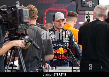 Austin, Texas, États-Unis. 19 octobre 2024 : Max Verstappen (1) avec Oracle Red Bull Racing lors de la conférence de presse après la course de sprint au Grand Prix de formule 1 Pirelli United States, circuit of the Americas. Austin, Texas. Mario Cantu/CSM crédit : Cal Sport Media/Alamy Live News Banque D'Images