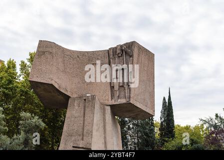 Madrid, Espagne, 16 octobre 2021 : Jardines del Descubrimiento ou jardin découverte de l'Amérique. Le parc est dédié à la découverte de l'Amérique dans le Banque D'Images