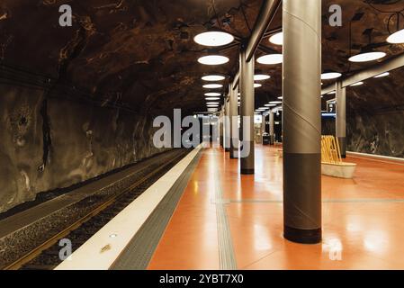 Stockholm, Suède, le 7 août 2019 : gare d'Arlanda Express dans l'aéroport, Europe Banque D'Images