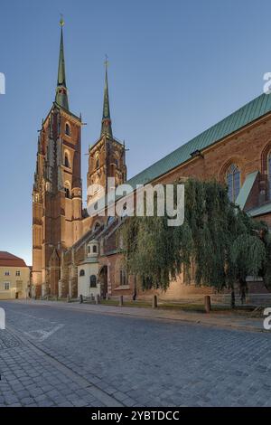 La cathédrale de Jean-Baptiste à Wroc?aw, est le siège de l'archidiocèse catholique romain de Wroc?aw et un point de repère de la ville de Wroc?aw à Pô Banque D'Images