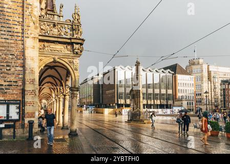 Brême, Allemagne, 5 août 2019 : ancienne place du marché au centre de la ville hanséatique, Europe Banque D'Images