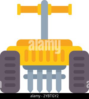 Illustration d'un robot agricole autonome cultivant le sol avec des charrues métalliques Illustration de Vecteur