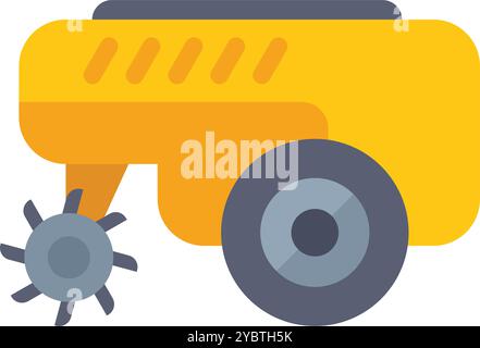 Moissonneuse-batteuse jaune travaillant dans les champs et récoltant les récoltes Illustration de Vecteur