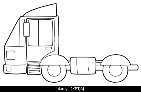 scène de dessin animé avec camion de cargaison sur fond blanc coloriage illustration isolée pour les enfants Banque D'Images
