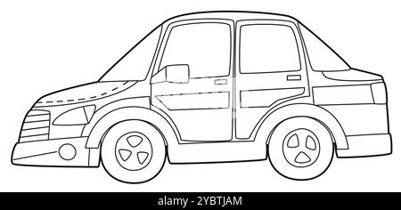 Coloriage page de voiture de police coloriage illustration isolée pour les enfants Banque D'Images