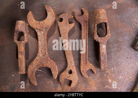 Accessoires anciens utilisés par les artisans au siècle dernier Banque D'Images