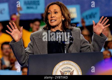 ATLANTA, GÉORGIE – 19 octobre 2019 : le vice-président Kamala Harris a souligné l’importance du vote par anticipation. Elle a également parlé des risques désastreux qu’un deuxième mandat de Donald Trump pose aux femmes à travers le pays. Harris a été rejoint par des membres de la famille Thurman lors de son événement ce soir. Harris a souligné la mort tragique d'Amber Nicole Thurman qui n'a pas pu obtenir les soins dont elle avait besoin. Crédit : Phil Mistry/Alamy Live News Banque D'Images