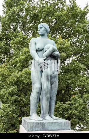 Oslo, Norvège, 11 août 2019 : sculpture de Gustav Vigeland dans le parc Frogner, un célèbre parc public d'Oslo, en Europe Banque D'Images