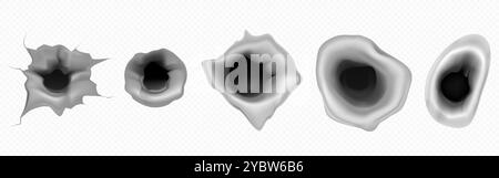 Trou de balle dans la cible. Vecteur de tir métallique isolé. Illustration de marque de fissure militaire sur fond blanc. Cadre à élément de rupture de tir Bullit. Viole Illustration de Vecteur
