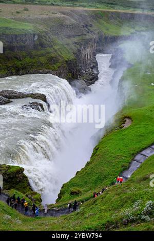 Islande, Vesturland, région sud, cascade Gullfoss, rivière Hvita Banque D'Images