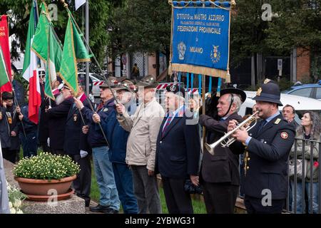 Milan, Italie. 20 octobre 2024. Gorla. 80esimo anniversario dalla strage di Gorla. - Cronaca - Milano, Italia - Domenica 20 ottobre 2024 (Foto Alessandro Cimma/Lapresse) Gorla. 80e anniversaire du massacre de Gorla. - Chronique - Milan, Italie - dimanche 20 octobre 2024 (photo Alessandro Cimma/Lapresse) crédit : LaPresse/Alamy Live News Banque D'Images