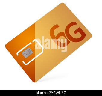 Carte SIM orange 6G isolée sur blanc Banque D'Images