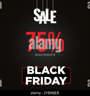 Modèle de conception de bannière de vente Black Friday créatif, conception de flyer de réduction d'offre spéciale Black Friday, bannière typographie Black Friday Illustration de Vecteur
