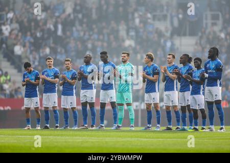 Genk, Belgique. 20 octobre 2024. Les joueurs de Genk photographiés au début d'un match de football entre KRC Genk et STVV, dimanche 20 octobre 2024 à Genk, le jour 11 de la saison 2024-2025 de la première division du championnat belge 'Jupiler Pro League'. BELGA PHOTO BRUNO FAHY crédit : Belga News Agency/Alamy Live News Banque D'Images