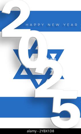 Bonne année 2025, motif festif avec le concept de conception d'Israël sur fond de couleur Illustration de Vecteur