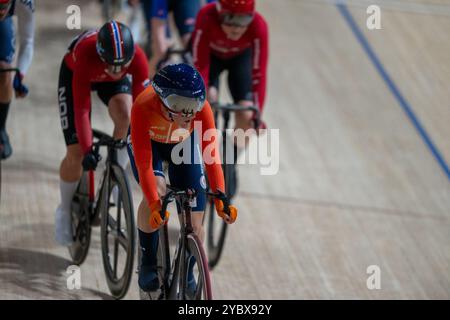 Ballerup, Danemark. 20 octobre 2024. BALLERUP, DANEMARK - 20 OCTOBRE : Marit Raaijmakers des pays-Bas pendant le jour 5 des Championnats du monde sur piste UCI 2024 de Tissot au Ballerup Super Arena le 20 octobre 2024 à Ballerup, Danemark. (Photo Arne Mill/BSR Agency) crédit : BSR Agency/Alamy Live News Banque D'Images