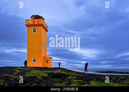 Islande, région de Vesturland, péninsule de Snaefellsnes, phare de Svortuloft Banque D'Images