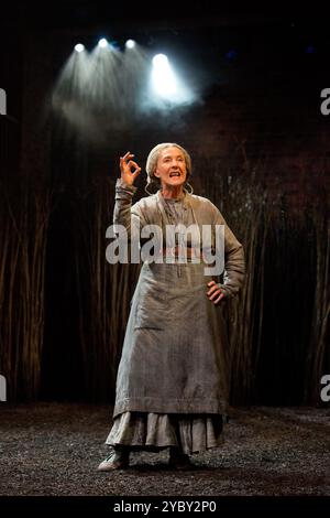 Eileen Atkins (Mother Sawyer) dans THE WITCH OF EDMONTON de Dekker, Ford & Rowley à la Royal Shakespeare Company (RSC), Swan Theatre, Stratford-upon-Avon, Angleterre 29/10/2014 design : Niki Turner éclairage : Tim Mitchell réalisateur : Gregory Doran Banque D'Images