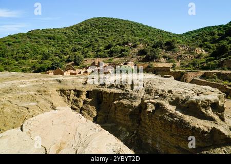 La mine abandonnée de Seddas Modditzis, à Gonnusa, Sulcis Iglesiense, Arbus, province sud de la Sardaigne, Italie Banque D'Images