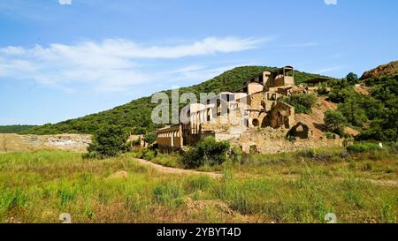 La mine abandonnée de Seddas Modditzis, à Gonnusa, Sulcis Iglesiense, Arbus, province sud de la Sardaigne, Italie Banque D'Images