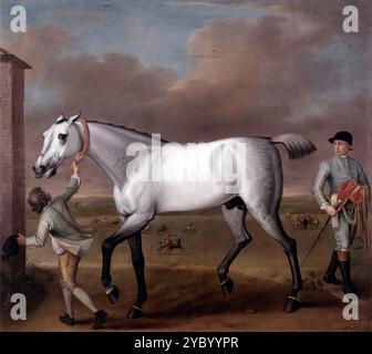 Le cheval de course gris du duc de Hamilton, « victorieux », à Newmarket, 1725, tableau de John Wootton Banque D'Images