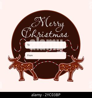 Étiquette illustrative de cercle de Noël dessinée à la main avec des biscuits en pain d'épice. Illustration vectorielle Illustration de Vecteur