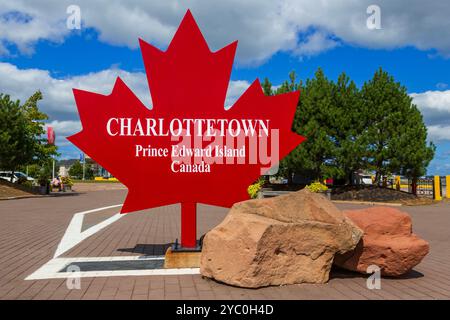 Panneau de bienvenue, Charlottetown, Île-du-Prince-Édouard, Canada Banque D'Images