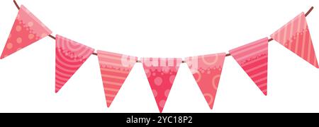 Décorations de fête d'anniversaire de dessin animé. Cadeaux cadeaux, cupcakes sucrés et gâteau de célébration. Ballons colorés, nourriture de célébration de carnaval et bonbons Illustration de Vecteur