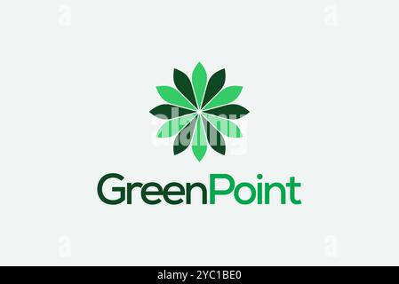 Green point Leaf Sun flower logo design vecteur de marque d'entreprise idées créatives éditables Illustration de Vecteur