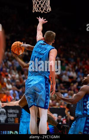 Valencia, Espagne. 20 octobre 2024. Ben Lammers de Morabanc Andorre en action lors de la Liga Endesa saison régulière Round 4 à Pabellon Furente San Luis. Score final ; Valencia basket 89:88 Morabanc Andorra (photo par German Vidal Ponce/SOPA images/SIPA USA) crédit : SIPA USA/Alamy Live News Banque D'Images