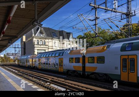 Station de S-Bahn Tiergarten avec trains locaux et longue distance, Berlin, Allemagne, Europe Banque D'Images