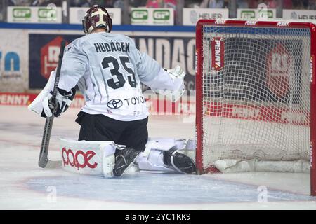 Balver Zinn Arena, Iserlohn, Rhénanie du Nord-Westphalie, Julius Hudacek (Koelner haie, #35), PENNY DEL, Iserlohn Roosters-Koelner haie le 20/10/2024 at th Banque D'Images