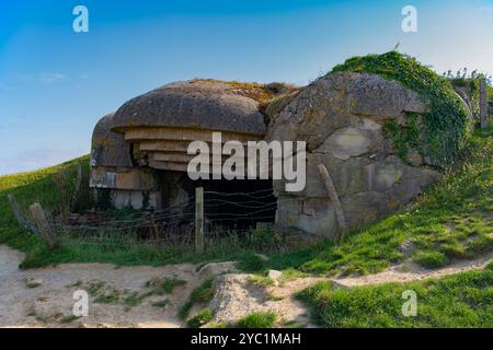 Batteries de longues-sur-mer en Normandie, France Banque D'Images
