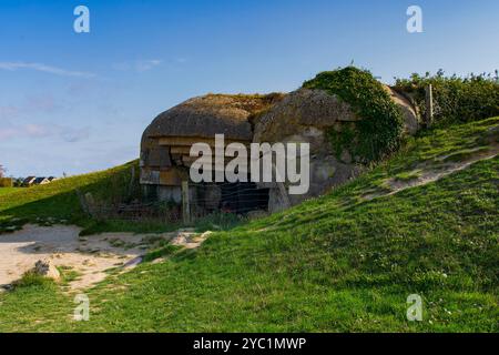 Batteries de longues-sur-mer en Normandie, France Banque D'Images